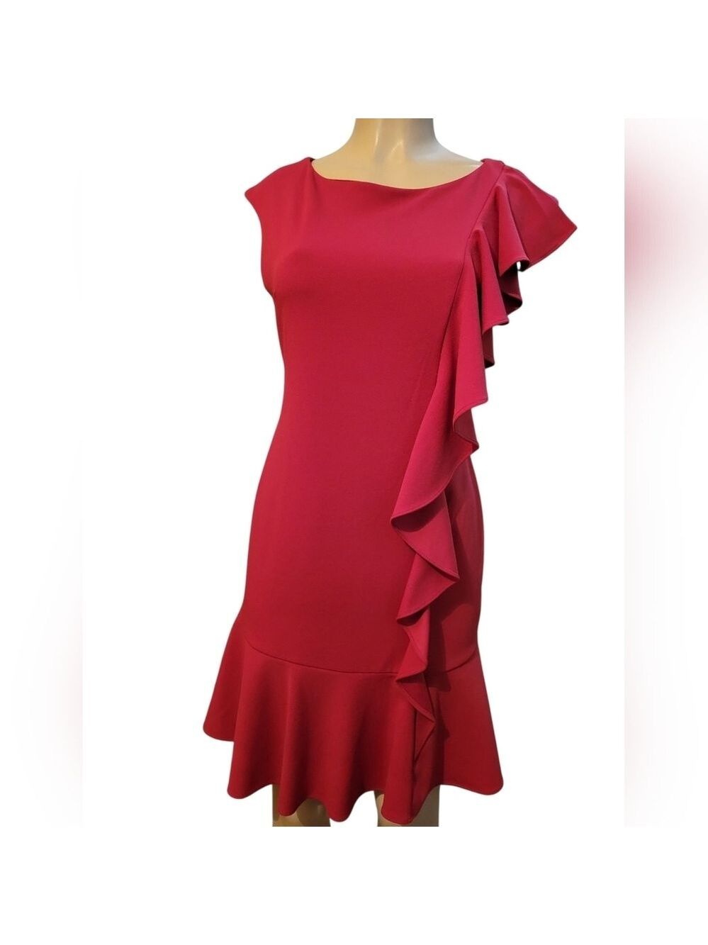 Donny&Nicole Red Ruffle Sleeves Dress Hoildays Christmas Valentines Day